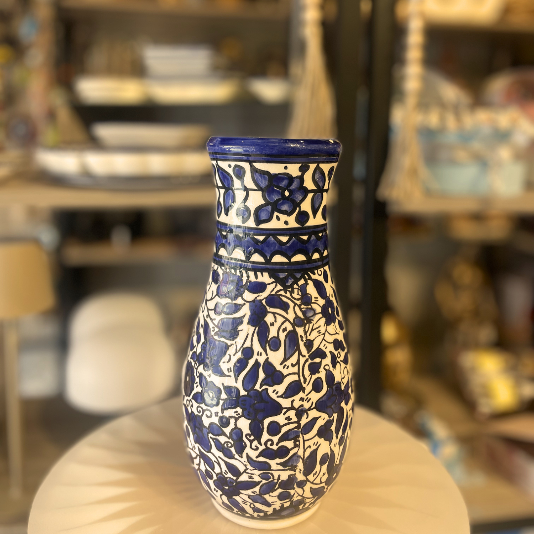 Traditional Palestinian Floral Vase – Cobalt Blue Traditional Palestinian Floral Vase – Cobalt Blue - Image 1